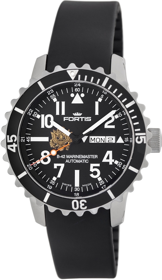 Fortis Mens 670.10.41 KE B-42 Marinemaster Limited Edition Army Emblem Day/Date Black Dial Watch